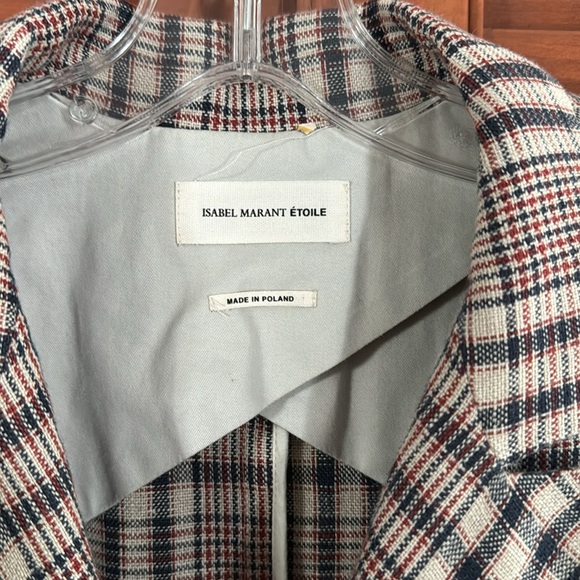Isabel Marant Etoille Plaid Linen Jacket unlined Sz 42 - Picture 2 of 8
